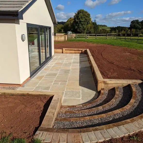 Large block-paved driveway